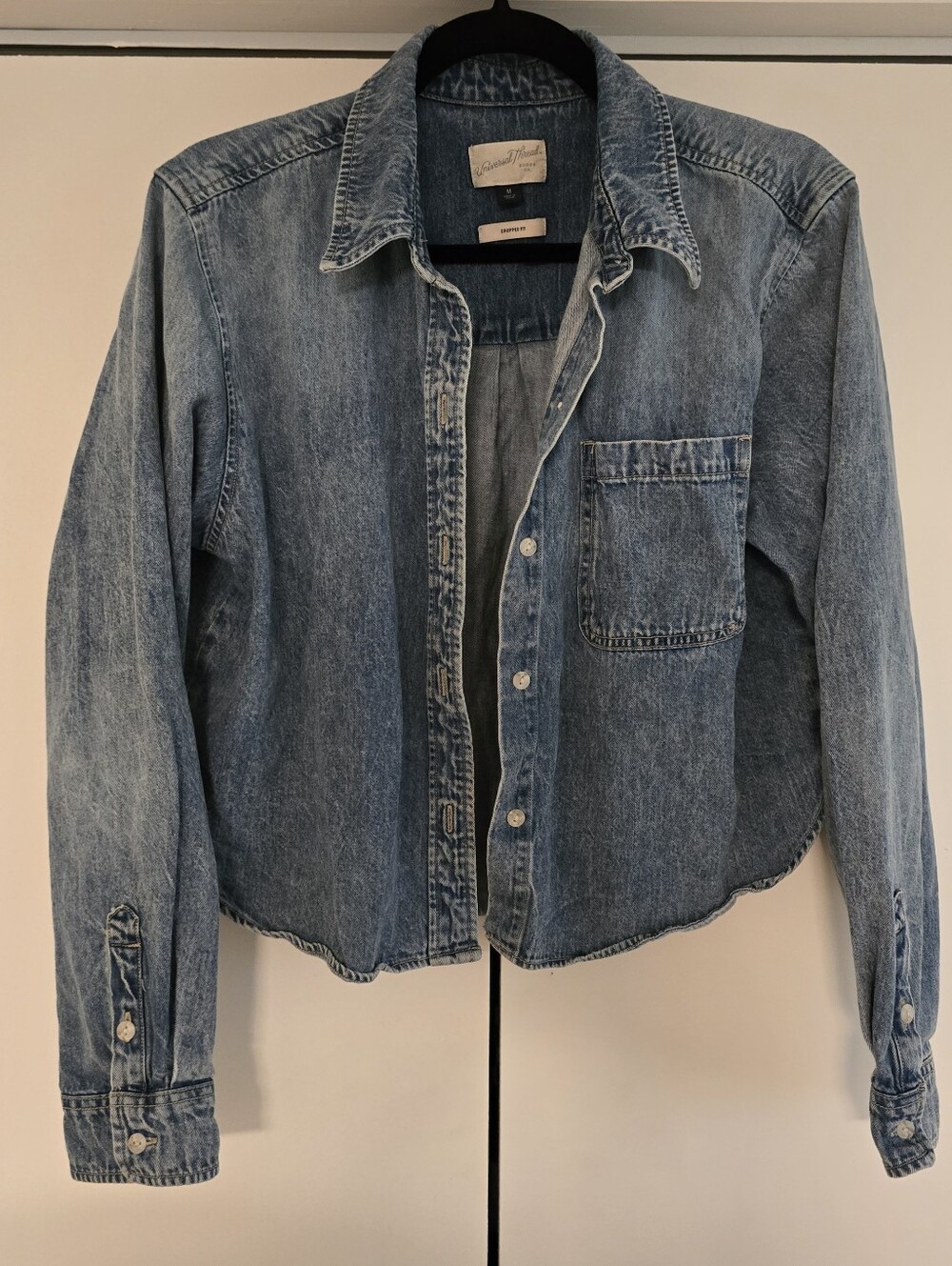Women's Cropped Denim Button Up